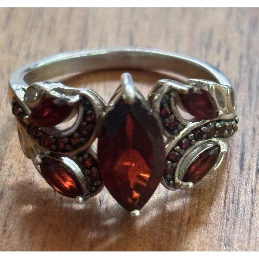 BBJ Sterling Silver Garnet Ring Size 10